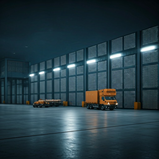 Shipping container terminal at night